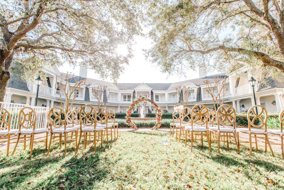 The Poolside Green at Disney’s BoardWalk Inn is among dozens of wedding venues at Disney World.