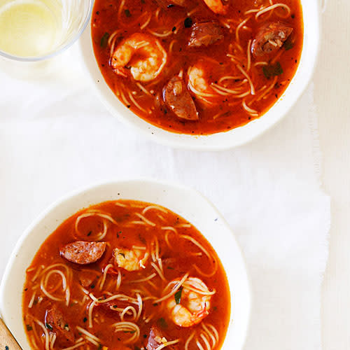 Chorizo with Shrimp and Toasted Pasta