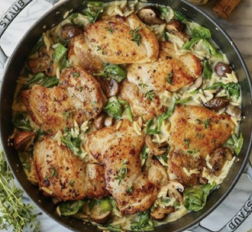 one pot chicken and mushroom orzo