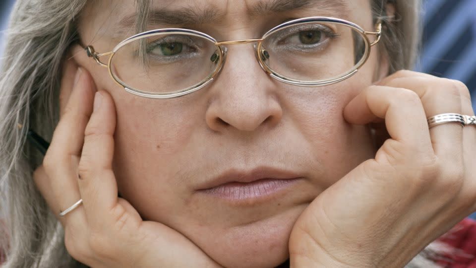 A 2005 photograph of Russian human rights advocate, journalist and author Anna Politkovskaya in Leipzig, Germany. - JENS SCHLUETER/DDP/AFP/Getty Images