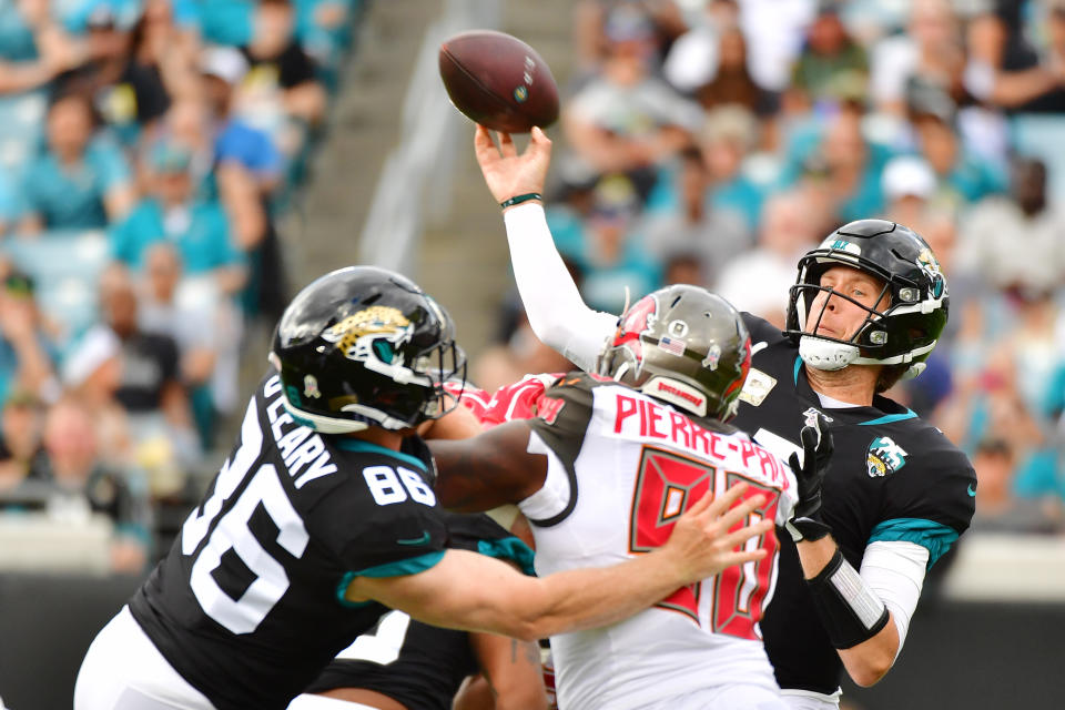 Jaguars QB Nick Foles had three turnovers in his first three possessions of the day, and the fans are getting restless. (Photo by Julio Aguilar/Getty Images)