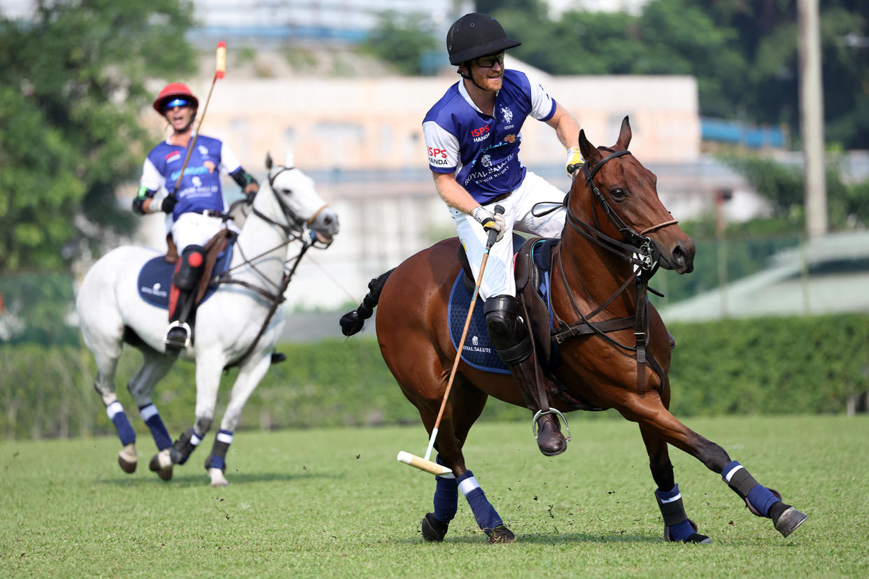 Prince Harry Gallops Into Action During Charity Polo Match in Singapore: See Photos