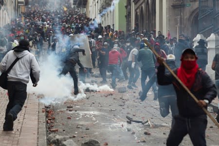 Protests against Ecuador's President Lenin Moreno's austerity measures, in Quito