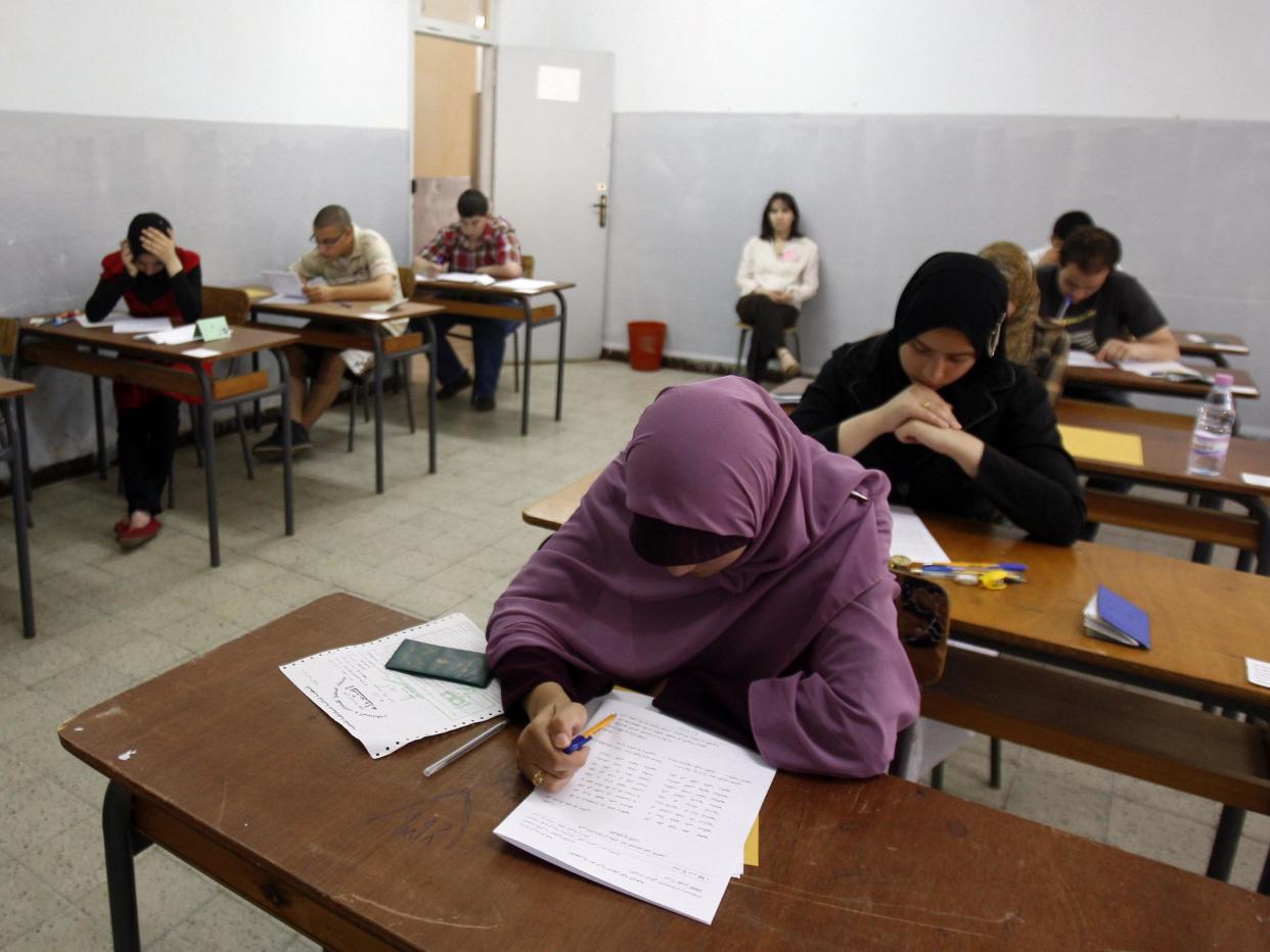 Students sit baccalaureate exams in Algiers: Rex Features