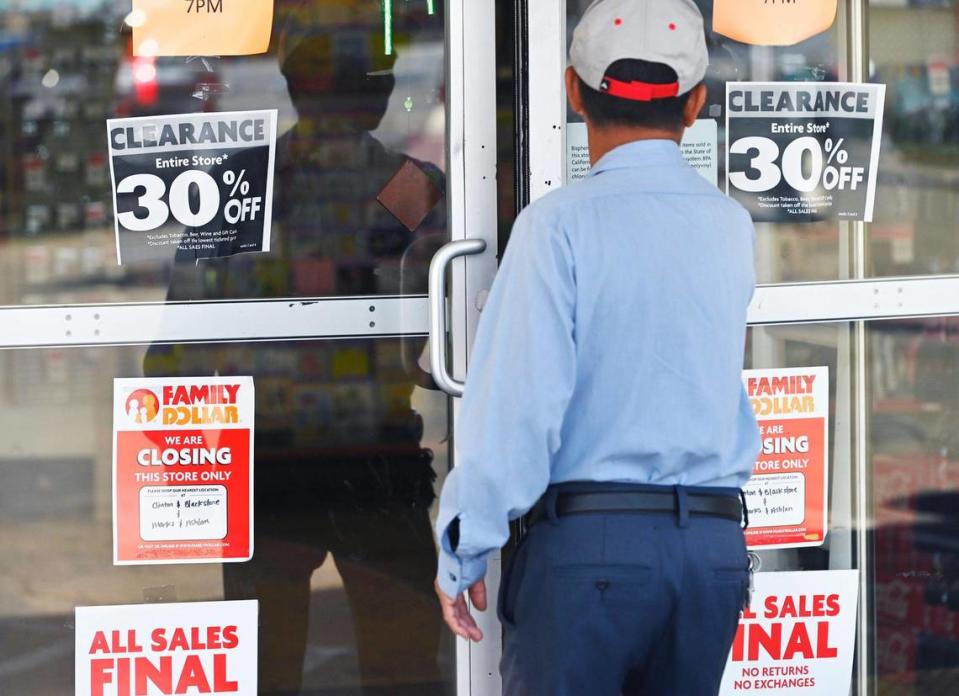 A customer arrives at the soon-to-close Family Dollar store at Clinton and Fruit avenues in Fresno. ERIC PAUL ZAMORA/ezamora@fresnobee.com