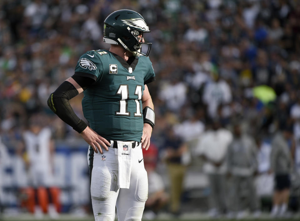 Eagles quarterback Carson Wentz will miss the rest of the season, ending an MVP-caliber season. (AP)