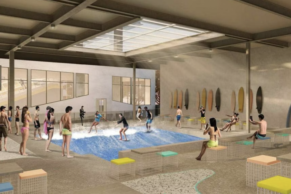 ARTIST RENDERING OF SURF FACILITY. Note the ski hill in the background. TRIFECTA<p>Trifecta</p>