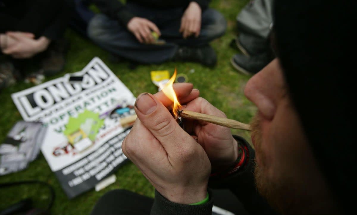 A man smoking at the '420 Celebration'  in Hyde Park, London (PA)