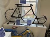 The 1901 “ice bicycle," designed to glide across a frozen pond, top, appears with a 1949 Donald Duck bike made by Shelby Cycle Company, at the Bicycle Museum of America in New Bremen, Ohio on Dec. 26, 2022. The museum traces the bike's impact on culture, transportation and plain ol’ fun, showing how it became synonymous with convenience and ease. (Steve Wartenberg via AP)