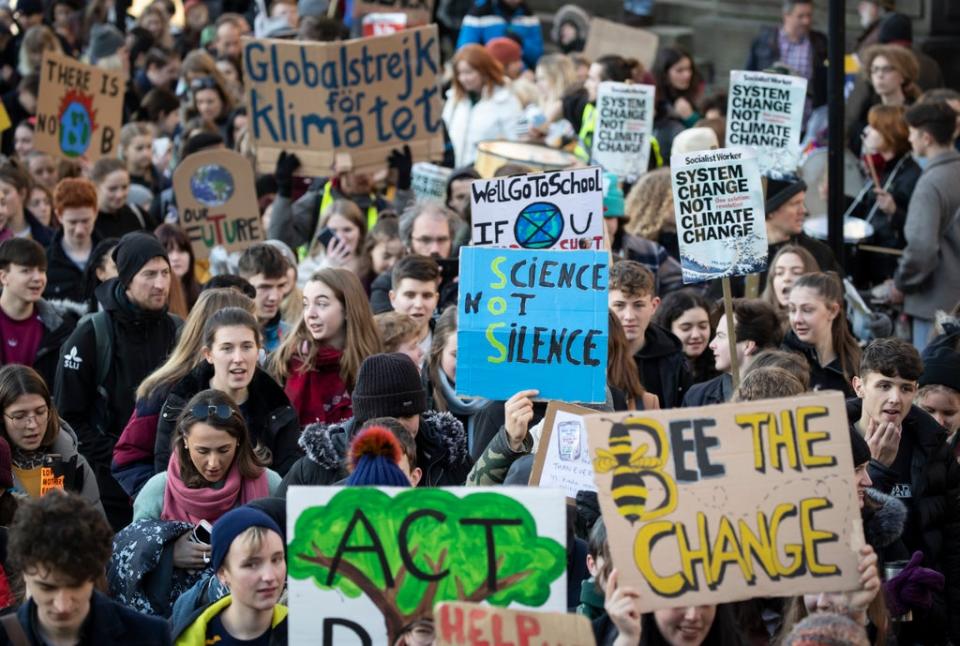 Children in Leeds take part in a global climate strike (Danny Lawson/PA) (PA Archive)