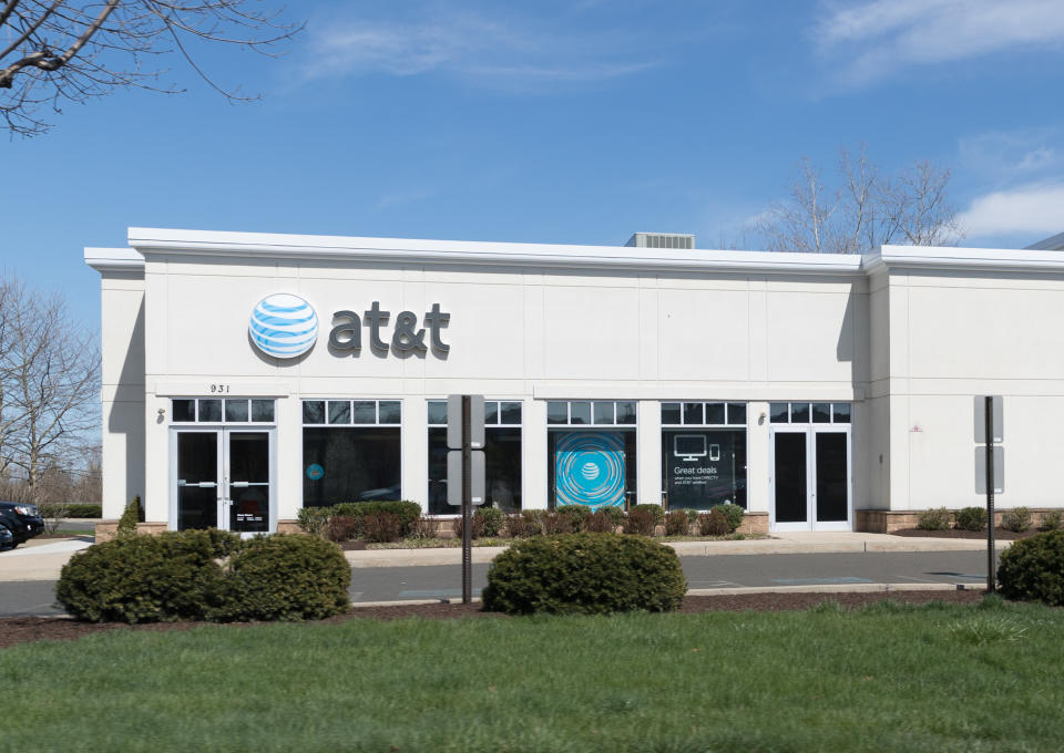 Philadelphia, Pennsylvania, April 22 2018:  AT&T store in Philadelphia. There are over 2,200 company-owned AT&T stores.