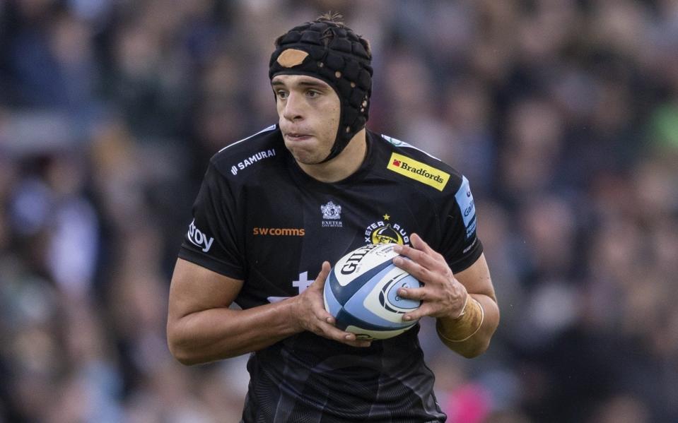 Exeter Chiefs' Dafydd Jenkins during the Gallagher Premiership Rugby match between Exeter Chiefs and Bath Rugby at Sandy Park on December 24, 2022 i - Bob Bradford/ Getty Images
