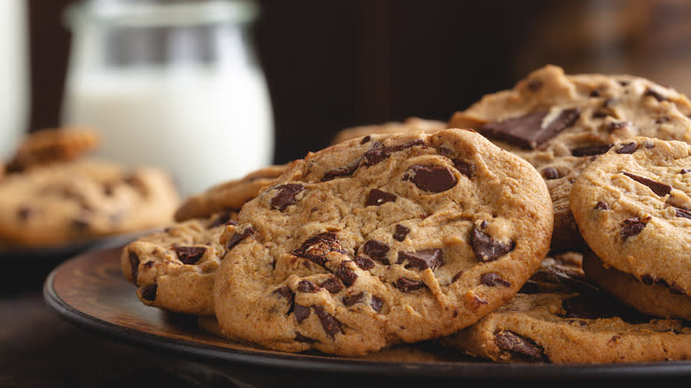 Chocolate chip cookies and milk