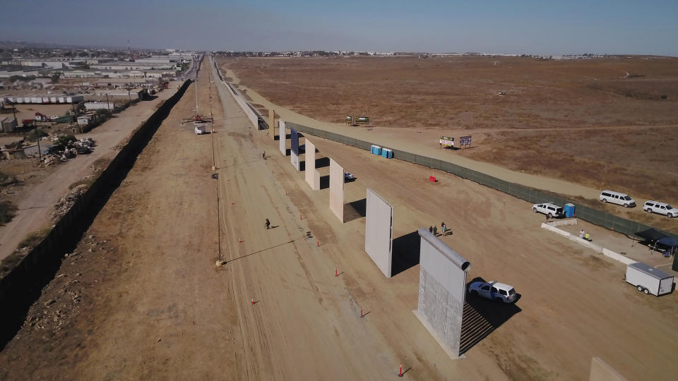 <p>Six contractors constructed eight prototype border wall sections on Otay Mesa in the competition to build President Trump’s ”Big Beautiful Wall” in San Diego, Calif., on Oct. 26, 2017. (Photo: John Gibbins/TNS via ZUMA Wire) </p>