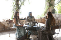 Natalie Dormer, Diana Rigg and Sophie Turner in the "Game of Thrones" Season 3 episode, "Dark Wings, Dark Words."