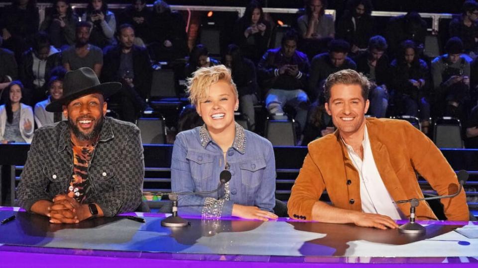 L-R: Judges Stephen “tWitch” Boss, JoJo Siwa and Matthew Morrison at the Los Angeles auditions for “So You Think You Can Dance.” <br>(Mike Yarish/Fox)