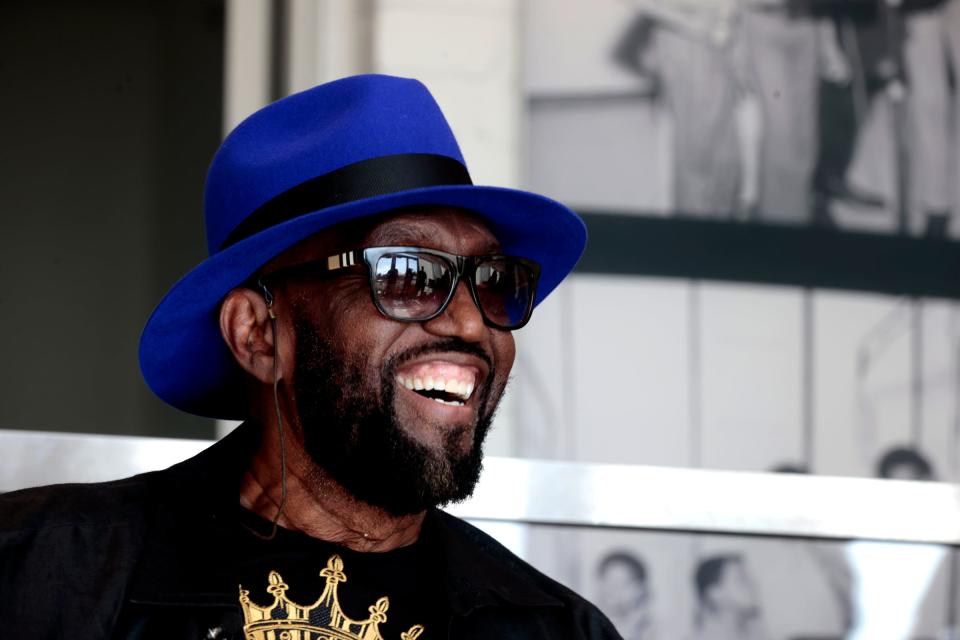 Temptations singer Otis Williams has fun laughing and telling stories about his singing career with the famed Motown group to a group of young musicians from Hitsville Next, a program for aspiring entrepreneurs & artists, during an hour-long roundtable discussion at the Motown Museum in Detroit on Wednesday, October 4, 2023.