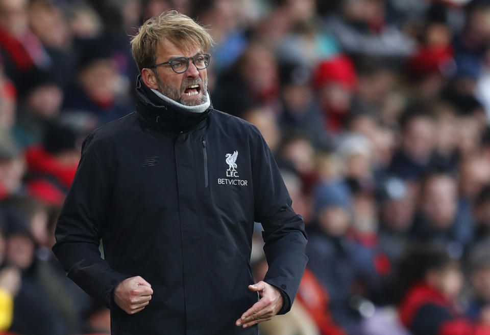 Football Soccer Britain - AFC Bournemouth v Liverpool - Premier League - Vitality Stadium - 4/12/16 Liverpool manager Juergen Klopp Reuters / Eddie Keogh Livepic EDITORIAL USE ONLY. No use with unauthorized audio, video, data, fixture lists, club/league logos or "live" services. Online in-match use limited to 45 images, no video emulation. No use in betting, games or single club/league/player publications. Please contact your account representative for further details.