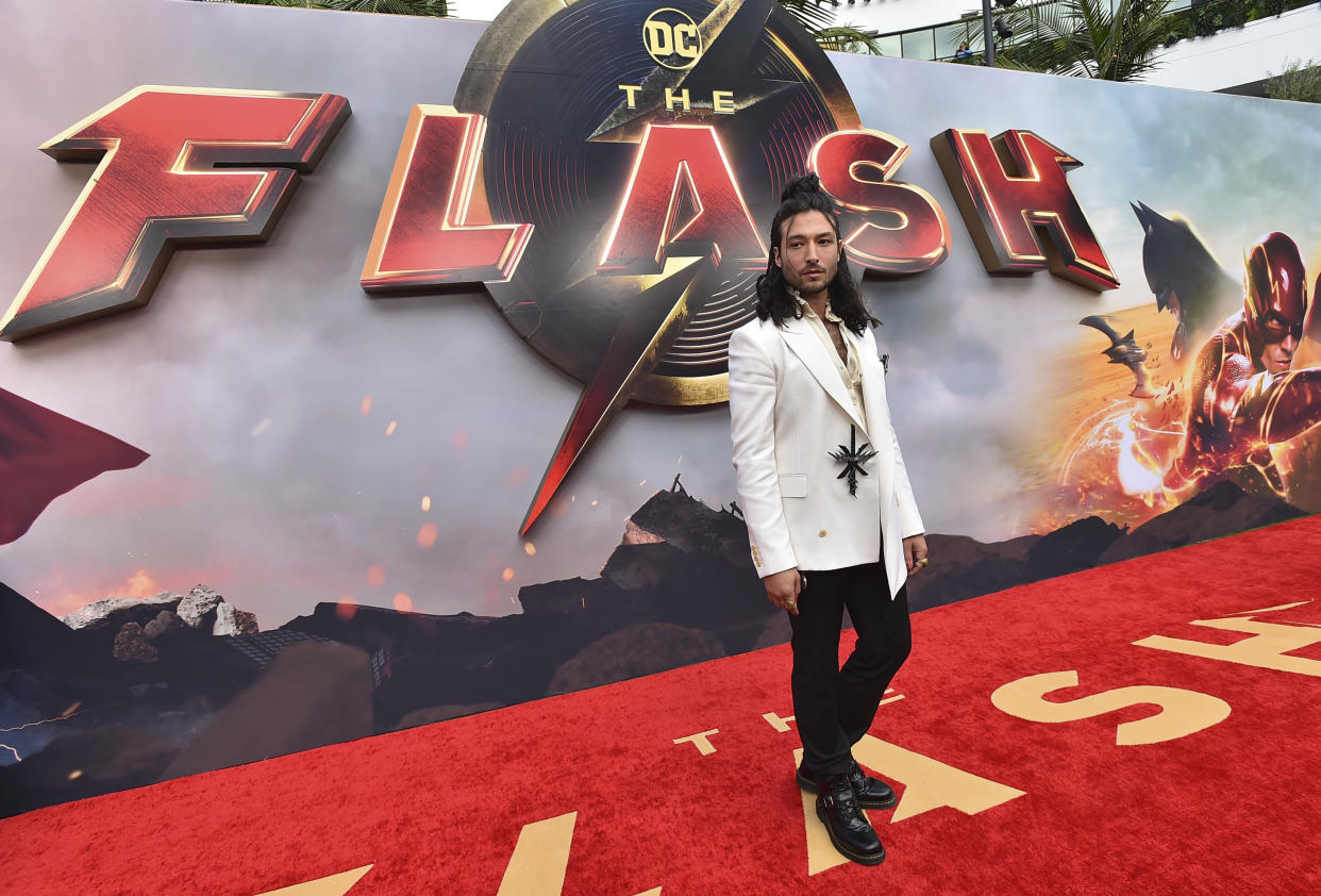 Ezra Miller arrives at the premiere of 