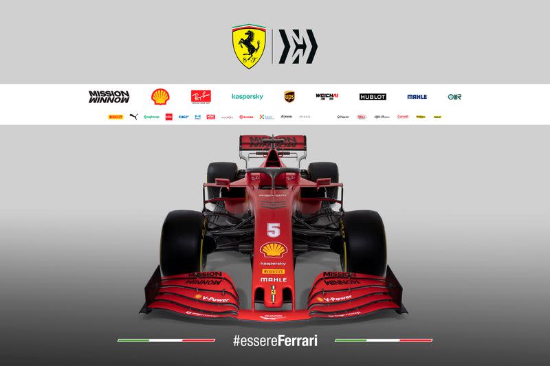 The new Ferrari Formula One race car is pictured in this handout photo