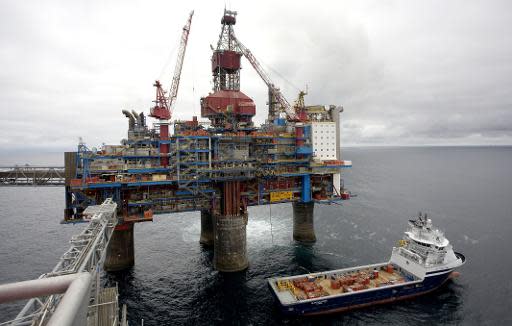 La plataforma de gas de Sleipner, a 250 kilómetros de la costa noruega en el Mar del Norte, en 2008. Noruega afirmó el 28 de febrero de 2014 que considerará inversiones en aguas marítimas de loso enormes beneficios petroleros que obtiene (AFP/Archivos | Daniel Sannum-Lauten)