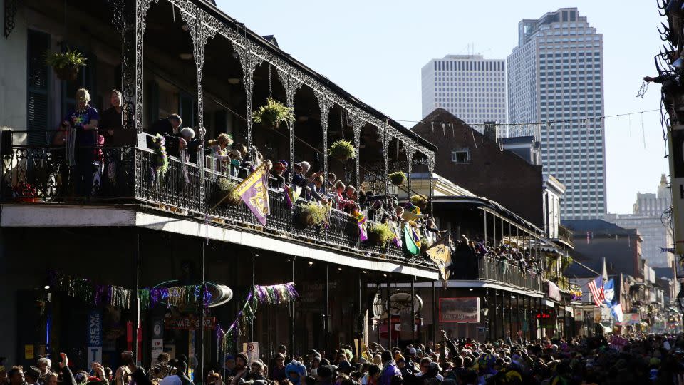 Following a long tradition, revelers pack Bourbon Street during Mardi Gras day back in 2016. - Jonathan Bachman/Getty Images