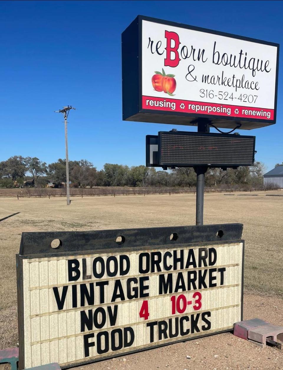 Jeff and Jessica Blood have been putting on a monthly vintage market at their family orchard since 2017.