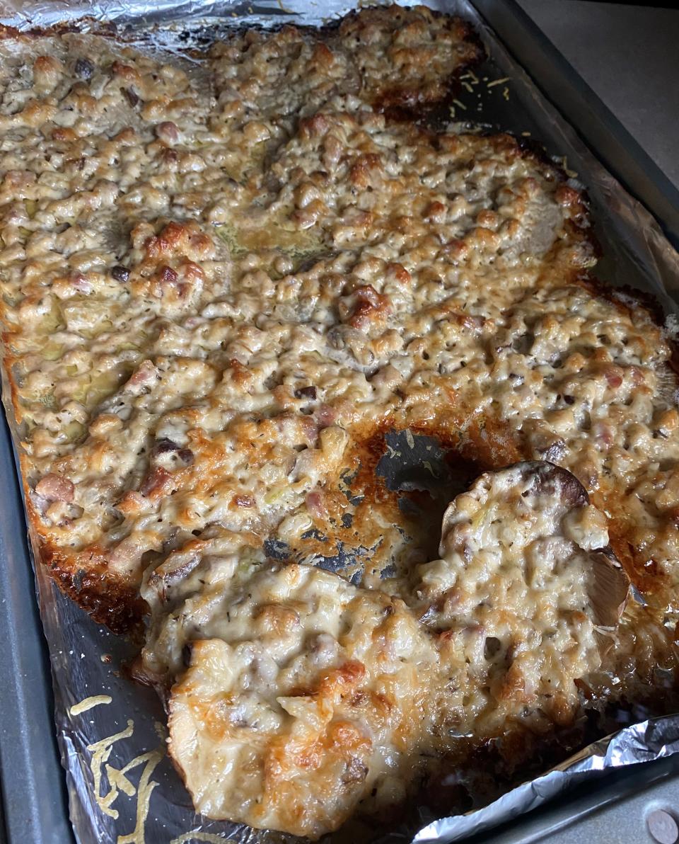 What was supposed to be an upscale take on stuffed mushrooms turned into shiitake on a shingle.