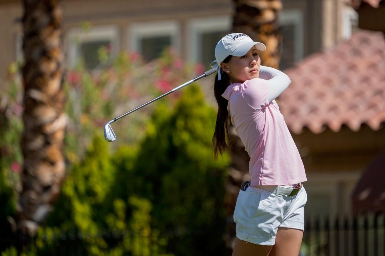 Purdue junior Natasha Kiel competes in the NCAA women's golf regional at Las Vegas' Spanish Trail Country Club.