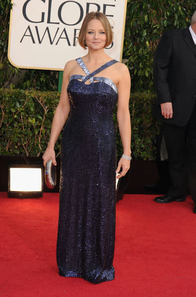 Golden Globes 2013: Jodie Foster donned a midnight-blue sequin gown for the awards © Getty