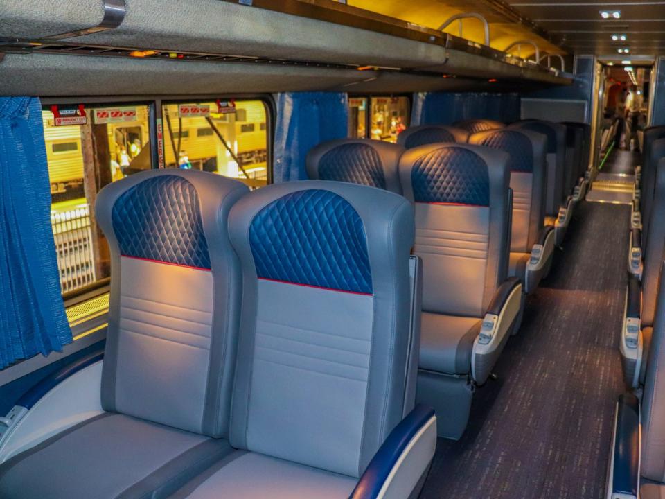 Inside the coach cabin of an Amtrak Superliner - Amtrak Upgraded Long Distance Trains 2021