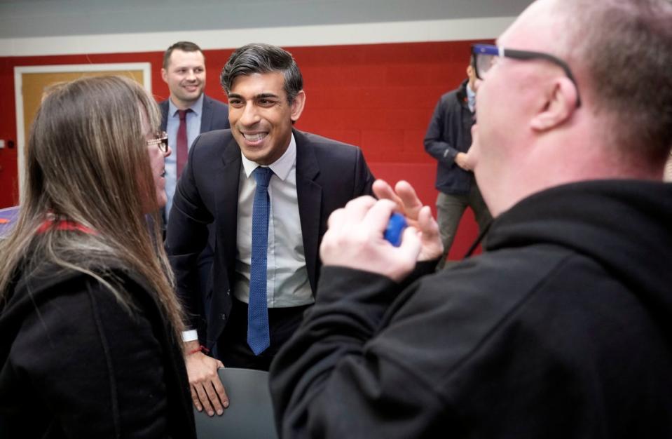 Rishi Sunak during a visit to the Accrington Stanley Community Sports Hub (PA)