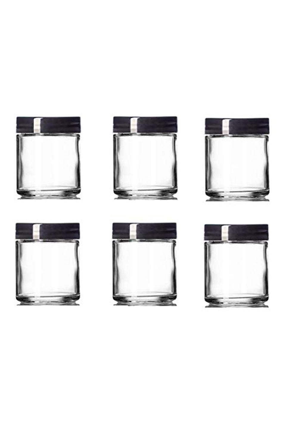 3) Put lip colors in glass jars.