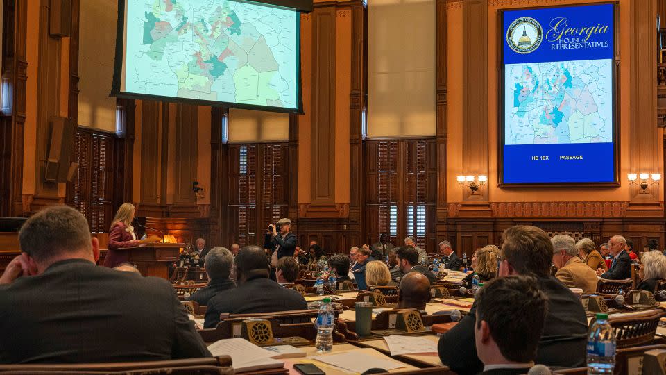 The Georgia House of Representatives votes on a new state legislative map on December 1, 2023, at the state Capitol in Atlanta. - Matthew Pearson/WABE/AP