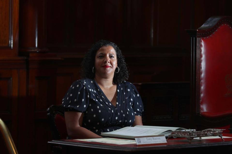 Mayor of Liverpool Joanne Anderson during her swearing in ceremony at Liverpool Town Hall (Peter Byrne/PA) (PA Archive)