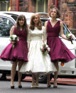 <p>Back in 2001, Keira Knightley played bridesmaid at her brother’s wedding in Glasgow. The actress donned a plum-hued dress for the ceremony. <em>[Photo: Getty]</em> </p>