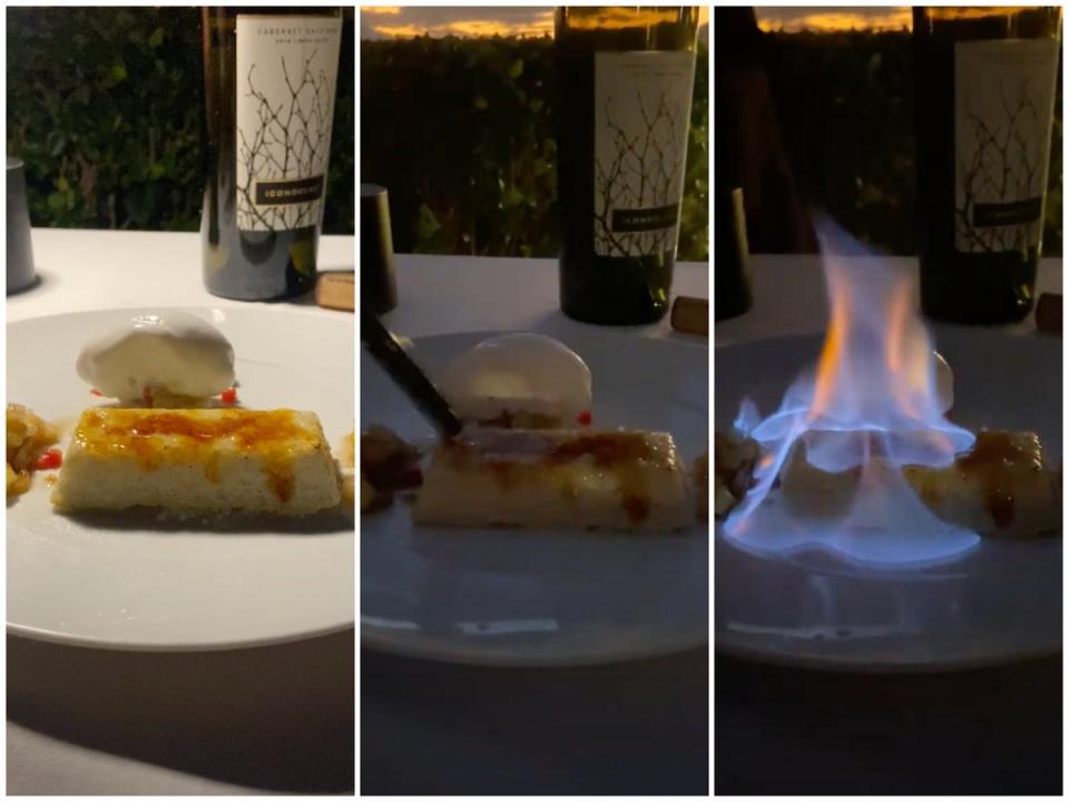 It’s lit: An inventive deconstructed rice pudding is torched tableside (Dave Maclean)
