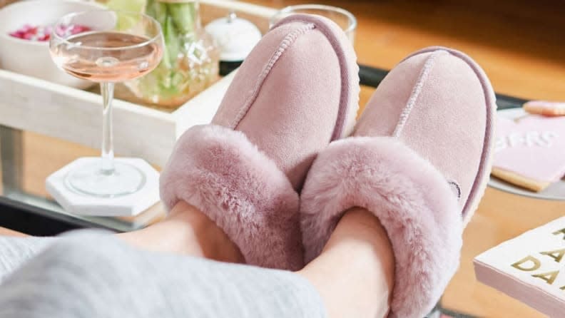 Best Valentine's Day gifts under $50: Dearfoams Sydney Shearling Scuff Slippers