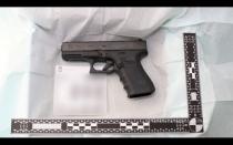 A gun discovered by Dutch police in a torture chamber hidden in a shipping container and allegedly used by criminals to detain and interrogate prisoners, in Wouwse Plantage