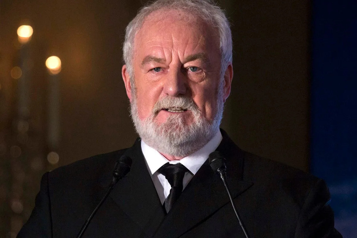 Bernard Hill, who played captain Edward Smith in the 1997 Titanic movie, speaks during a news conference in Hong Kong in January