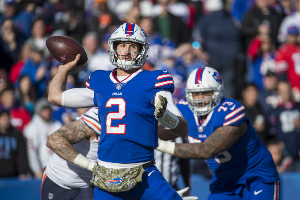 Buffalo Bills fans were holding out hope that Derek Anderson would be healthy enough to play on Sunday, instead they got Nathan Peterman. (Photo by Brett Carlsen/Getty Images)