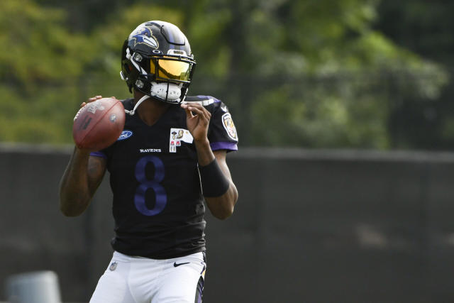 Ravens debut shiny new quarterback practice jerseys at 2023 training camp