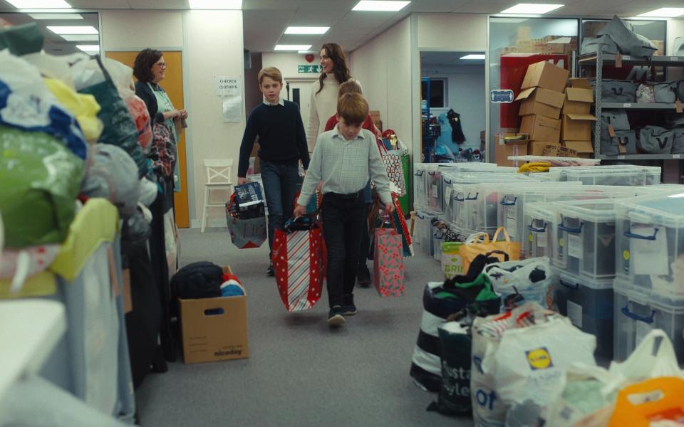 The Princess of Wales took Prince Louis, Prince George and Princess Charlotte to The Baby Bank in Maidenhead