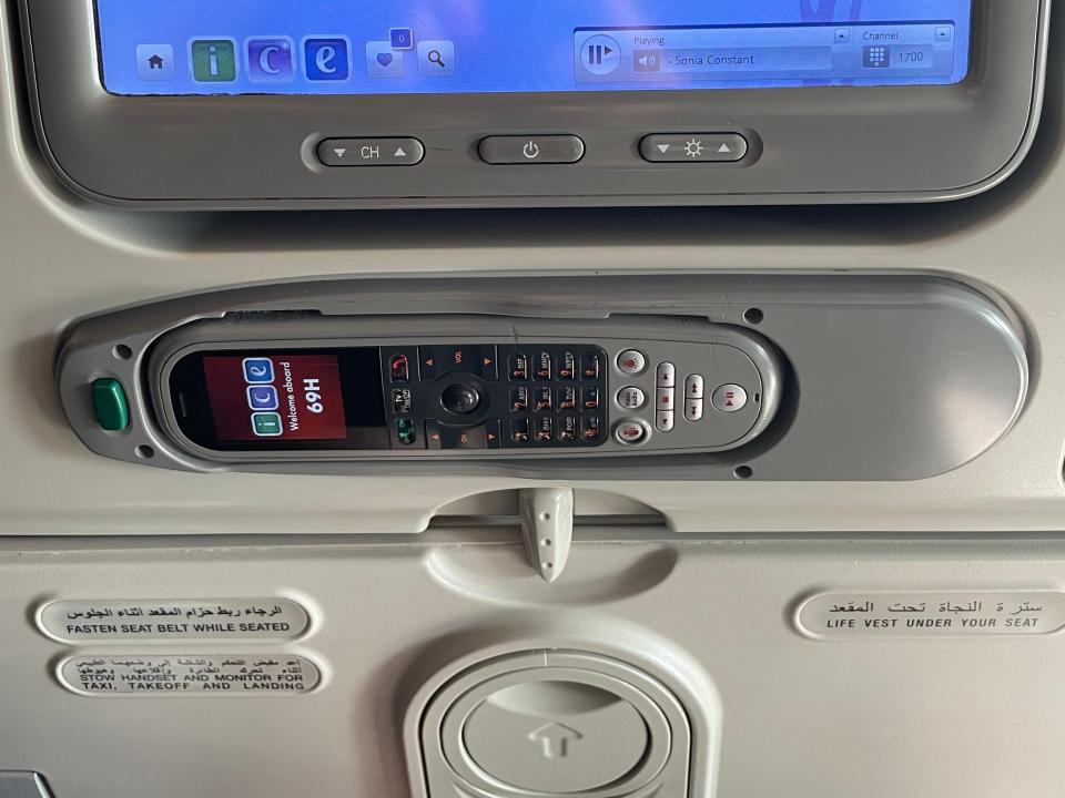 Emirates A380 seat screen