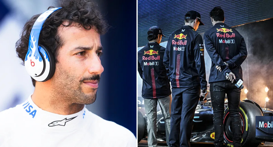 Daniel Ricciardo's chances of being promoted to the main Red Bull team appear all but over after the Formula One team confirmed they had re-signed Sergio Perez for a further two years. Image: Getty