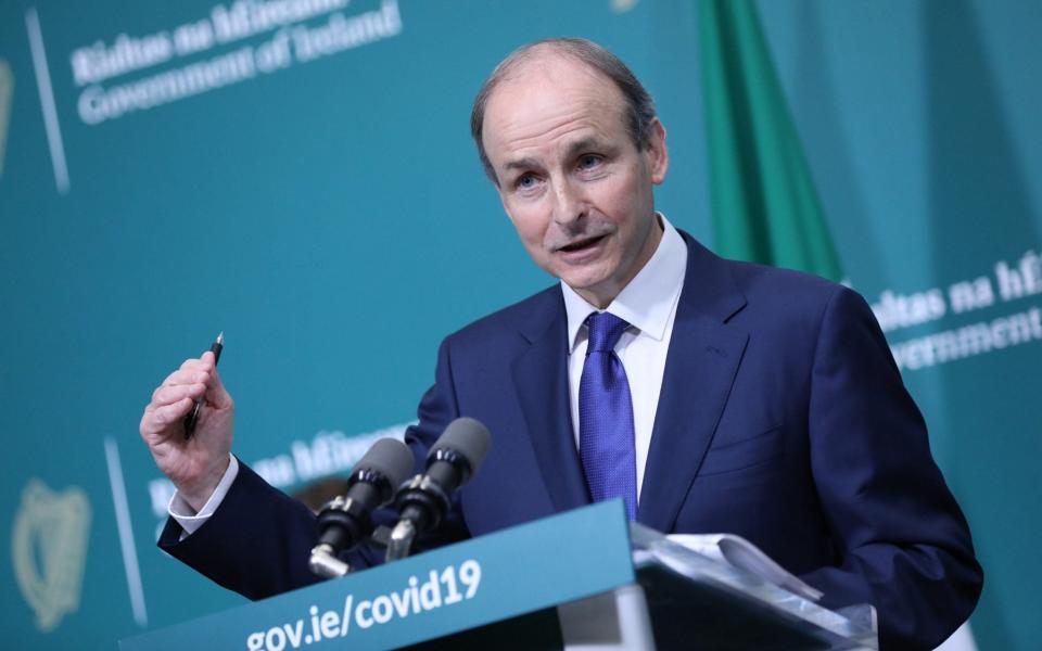 Handout photo of Taoiseach Micheal Martin during a press conference at Parliament Buildings - Julien Behal Photography/PA Wire