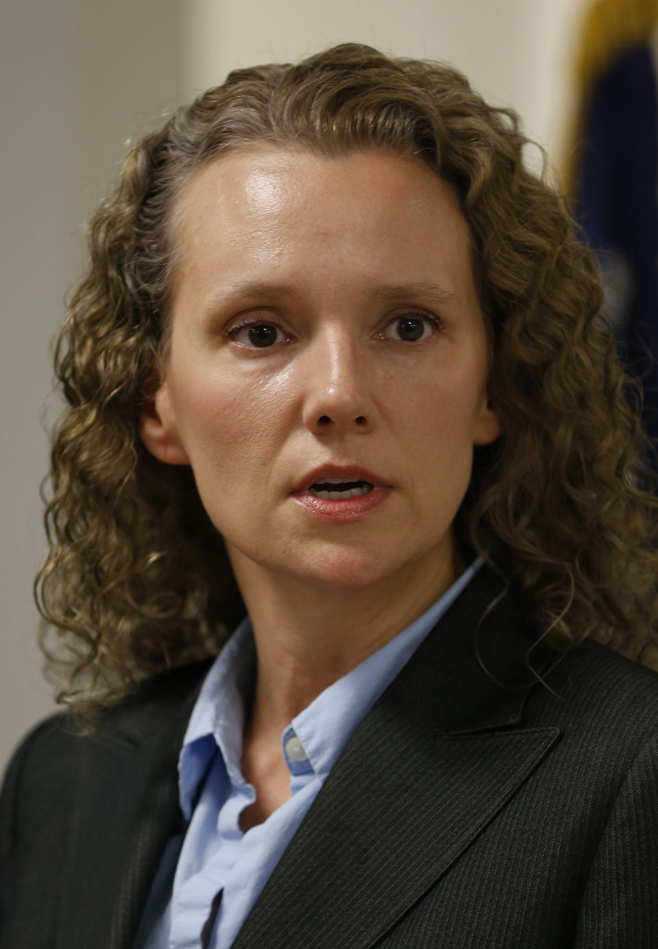 Virginia Department of Corrections spokesperson, Lisa Kinney, announces the execution of Ricky Gray at the Greensville Correctional Center in Jarratt, Va., Wednesday, Jan. 18, 2017. Gray who was convicted of killing a couple and their two young daughters in their Virginia home on New Year's Day 2006 was put to death Wednesday. (AP Photo/Steve Helber)