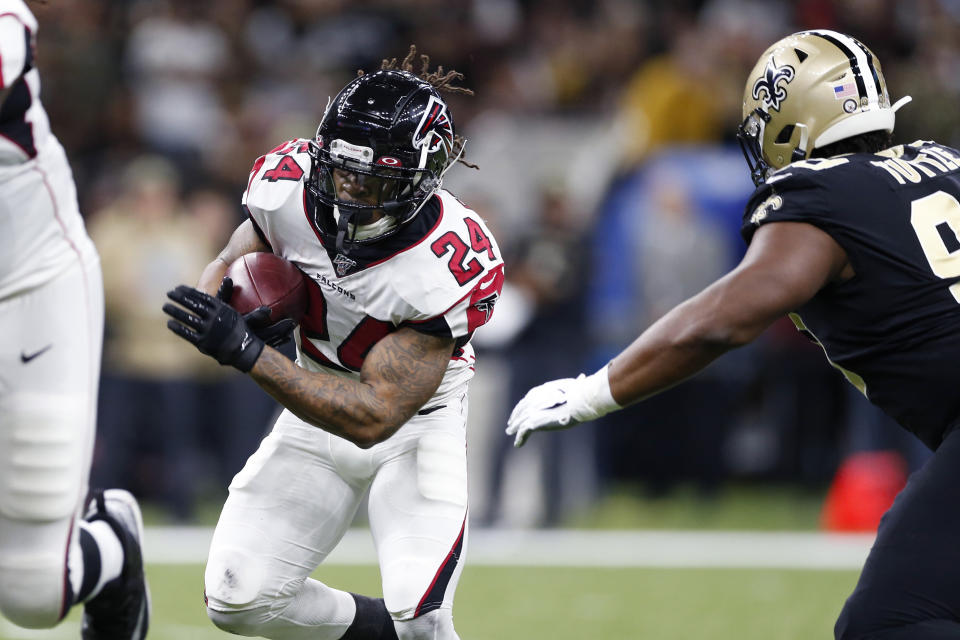 Devonta Freeman will be looking for a new team. (AP Photo/Rusty Costanza)