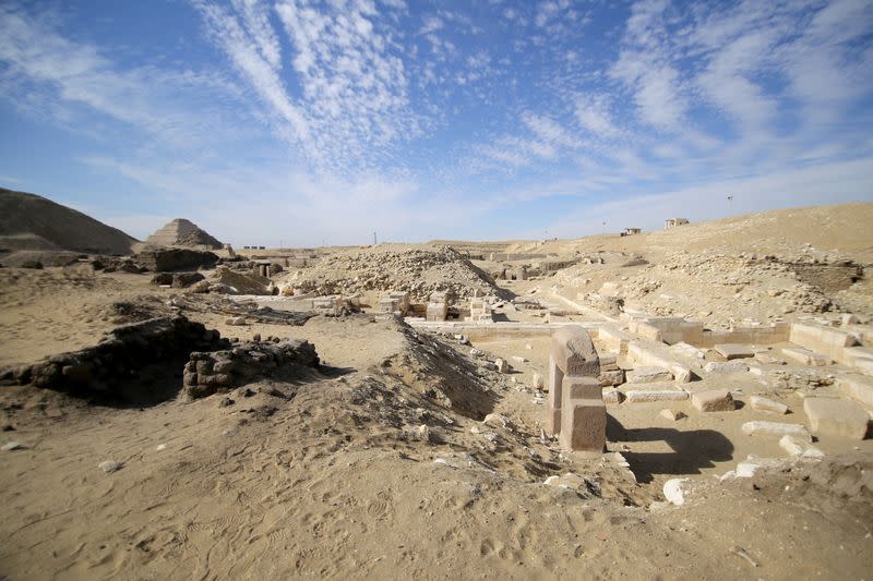 A view shows the site of a recent discovery at the Saqqara necropolis south of Cairo