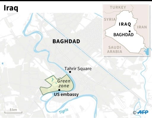 Map of central Baghdad locating the US embassy